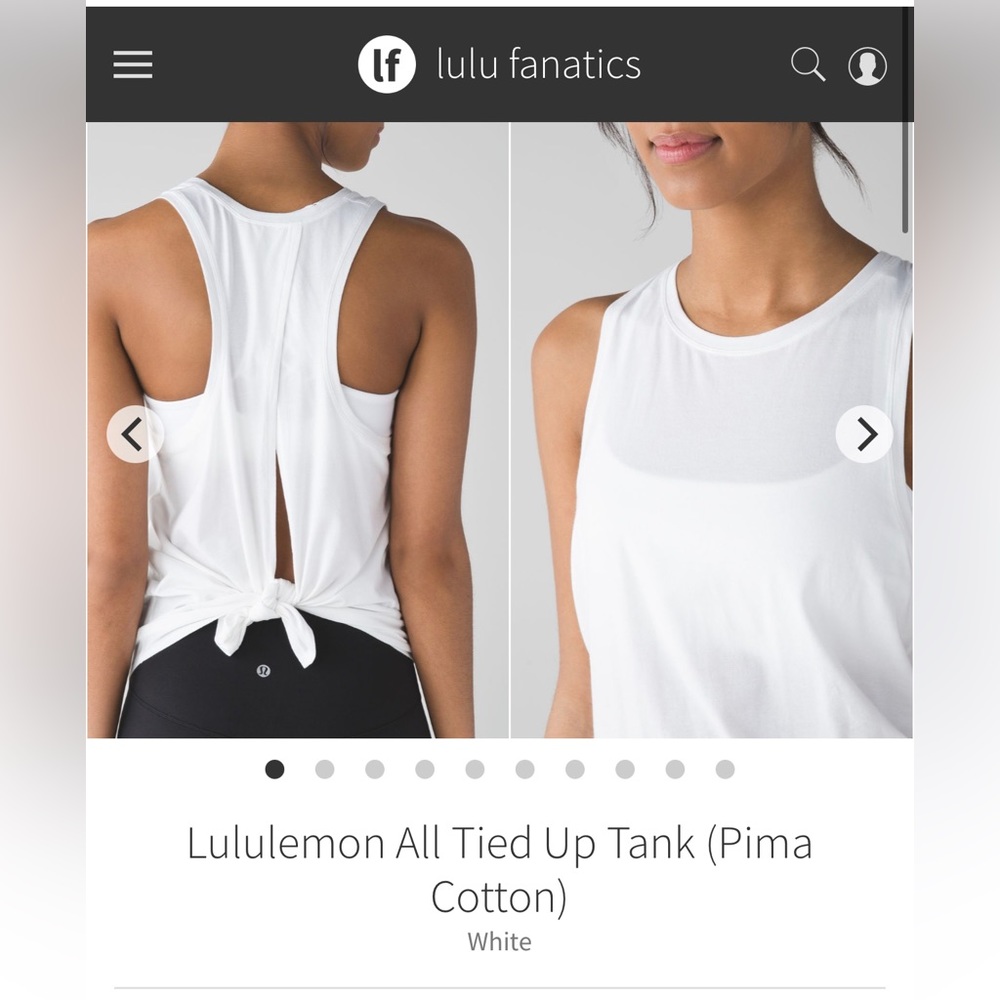 Lululemon All Tied Up Tank Size 4 White